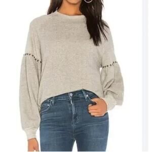 The Great. Bishop Puff Sleeve Studded Crewneck Sweatshirt Size 2 (medium)